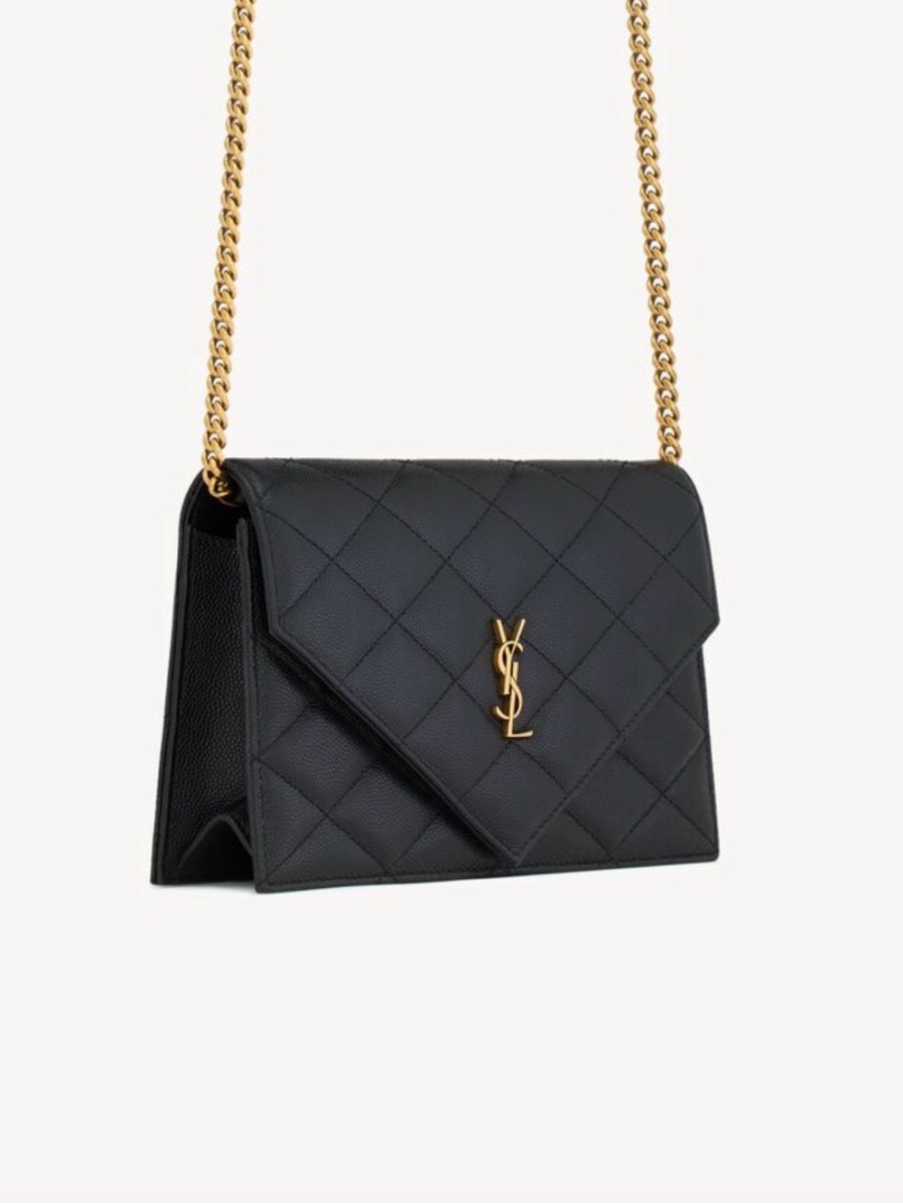 NEW Saint Laurent Black Quilted Chain Crossbody with Gold Hardware
